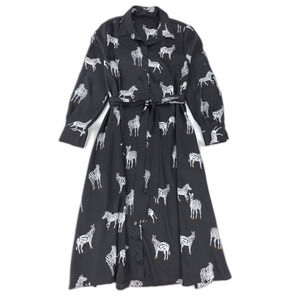 Zara Black and White Zebra Print Midi Dress